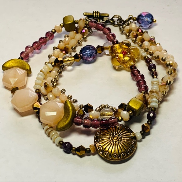 ***SOLD*** 4-Piece Artisan Hand Crafted Bracelets & Earrings Set Glass Beads - Picture 3 of 17